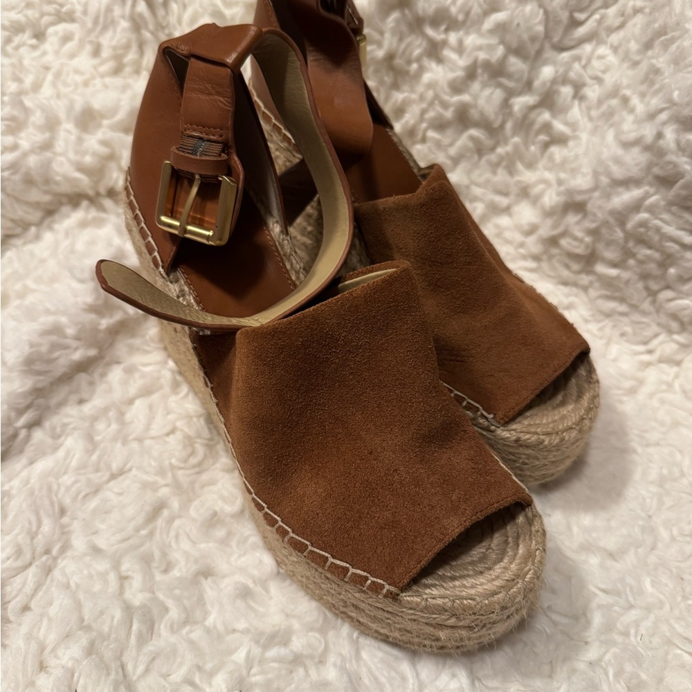 Marc Fisher Brown Suede Espadrille Sandals